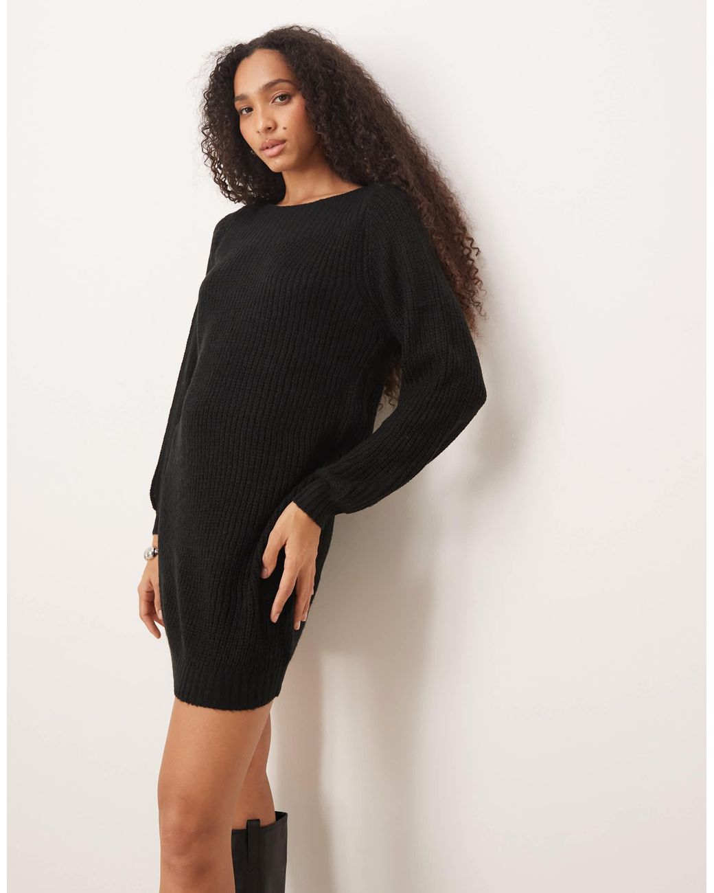Jdy Black – gestricktes mini-pulloverkleid