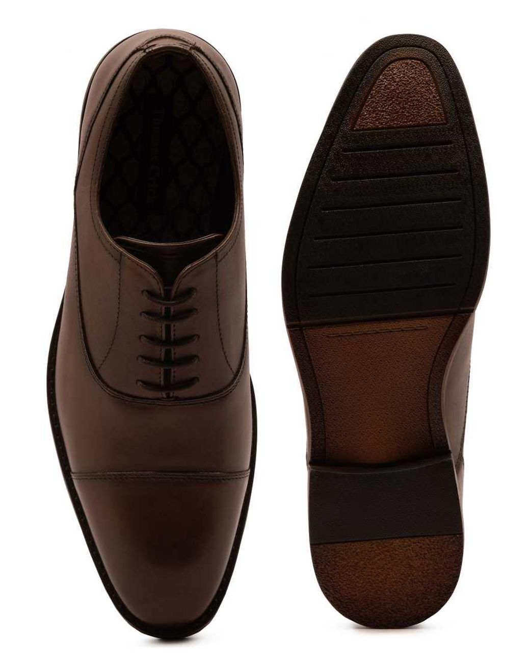 Thomas Crick Brown Merlin Leather Oxford Toecap Shoes for men