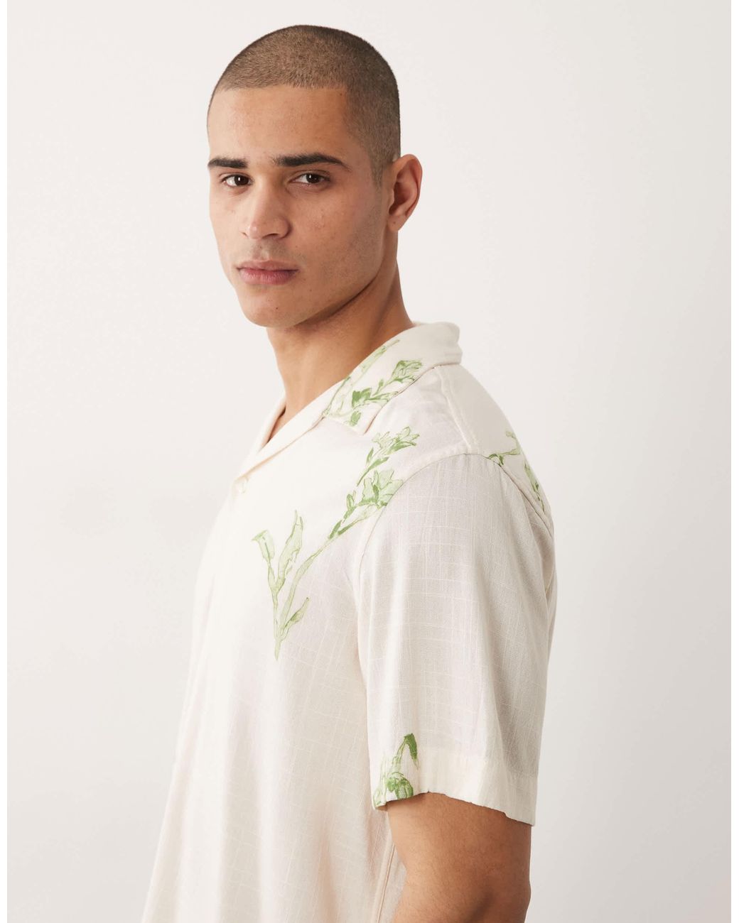 SELECTED – kurzärmliges hemd in Natural für Herren