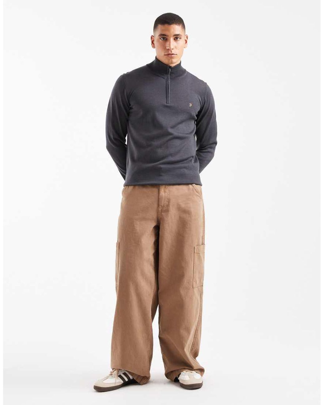 Farah Blue Redchurch Merino Wool Jumper for men