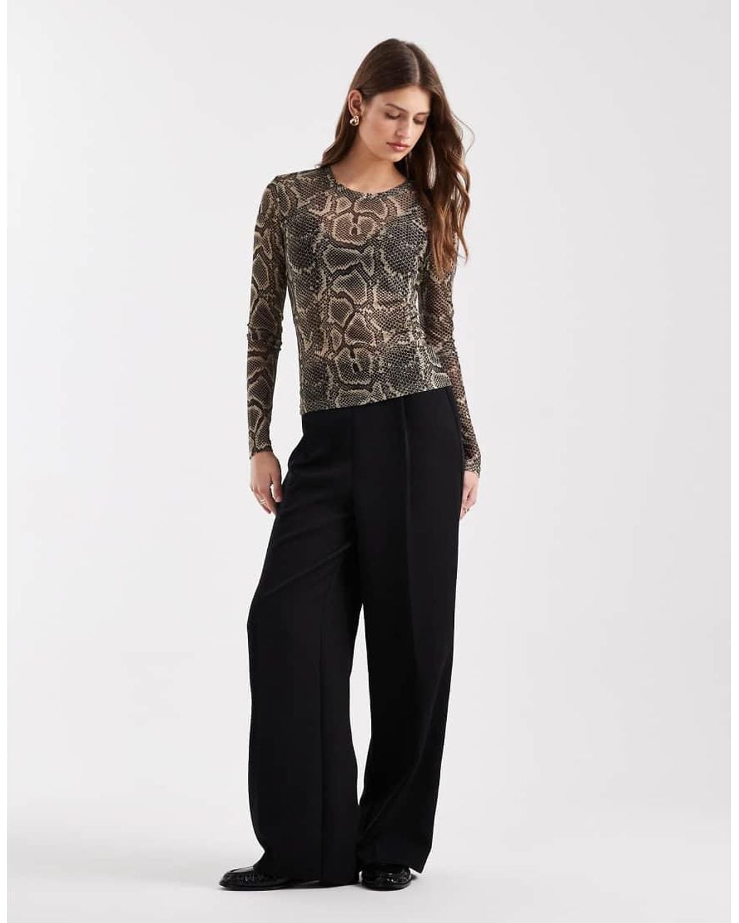 Vero Moda Gray Sheer Long Sleeve Mesh Top
