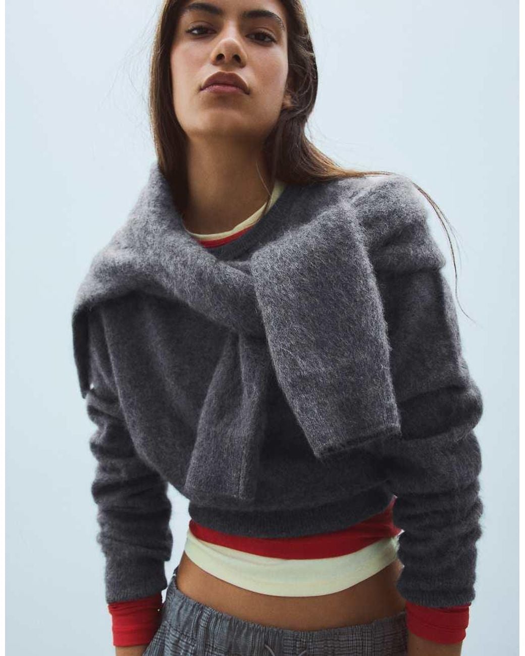 Bershka Blue 100% Wool Round Neck Jumper