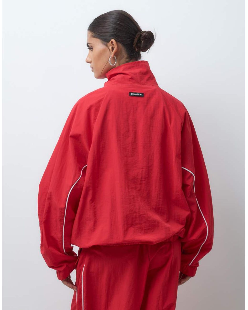 Collusion Red Nylon Track Jacket