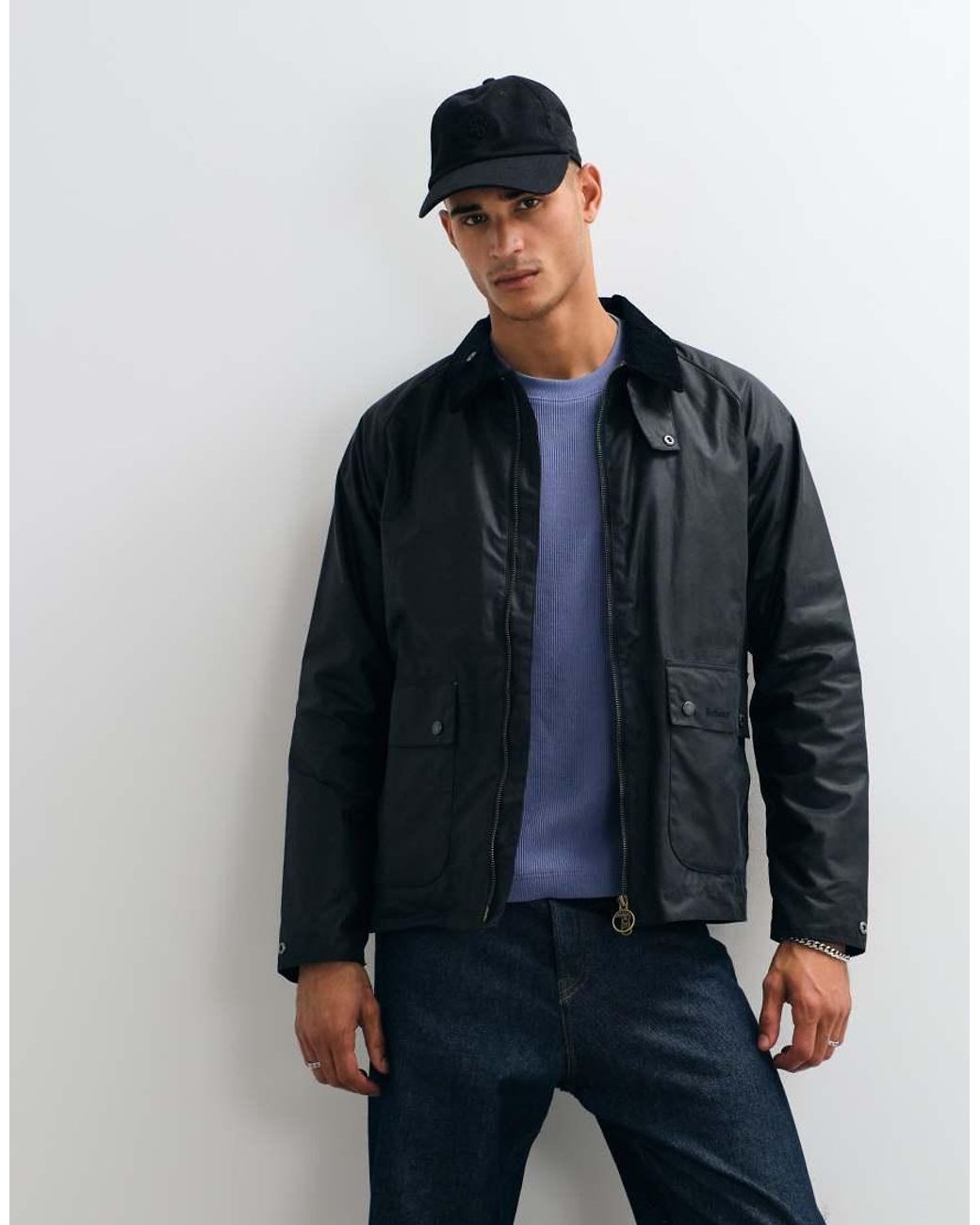 Barbour Blue Bedale Short Wax Jacket for men