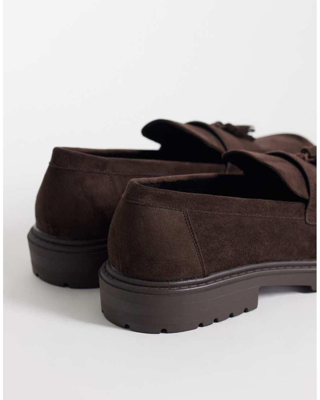 SEQWL Brown Pier Faux Suede Chunky Tassel Loafers for men