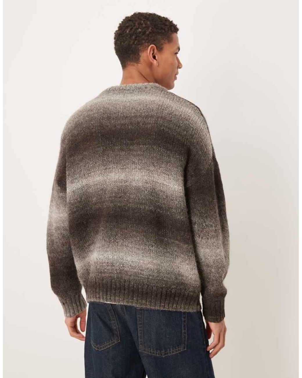SELECTED Brown Oversized Ombre Wool Blend Jumper for men