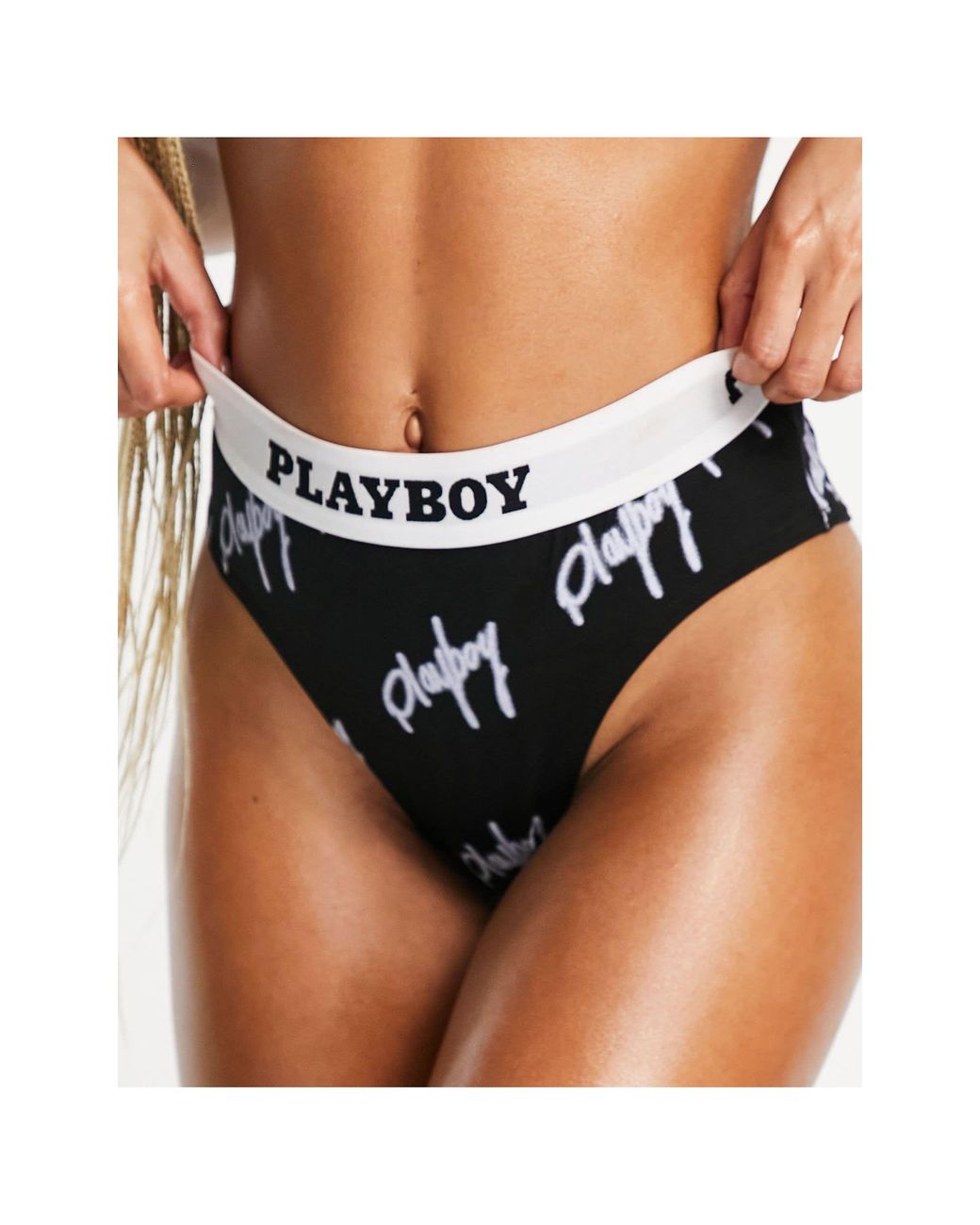 Missguided Playboy High-waist Briefs in Black