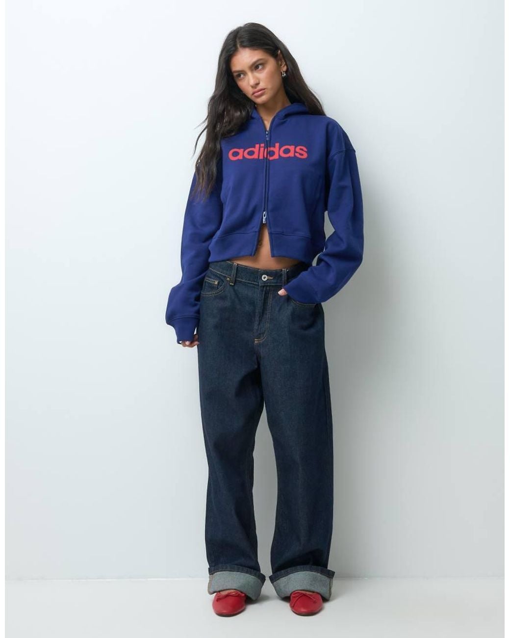 Adidas Originals Blue Retro Logo Full Zip Hoodie