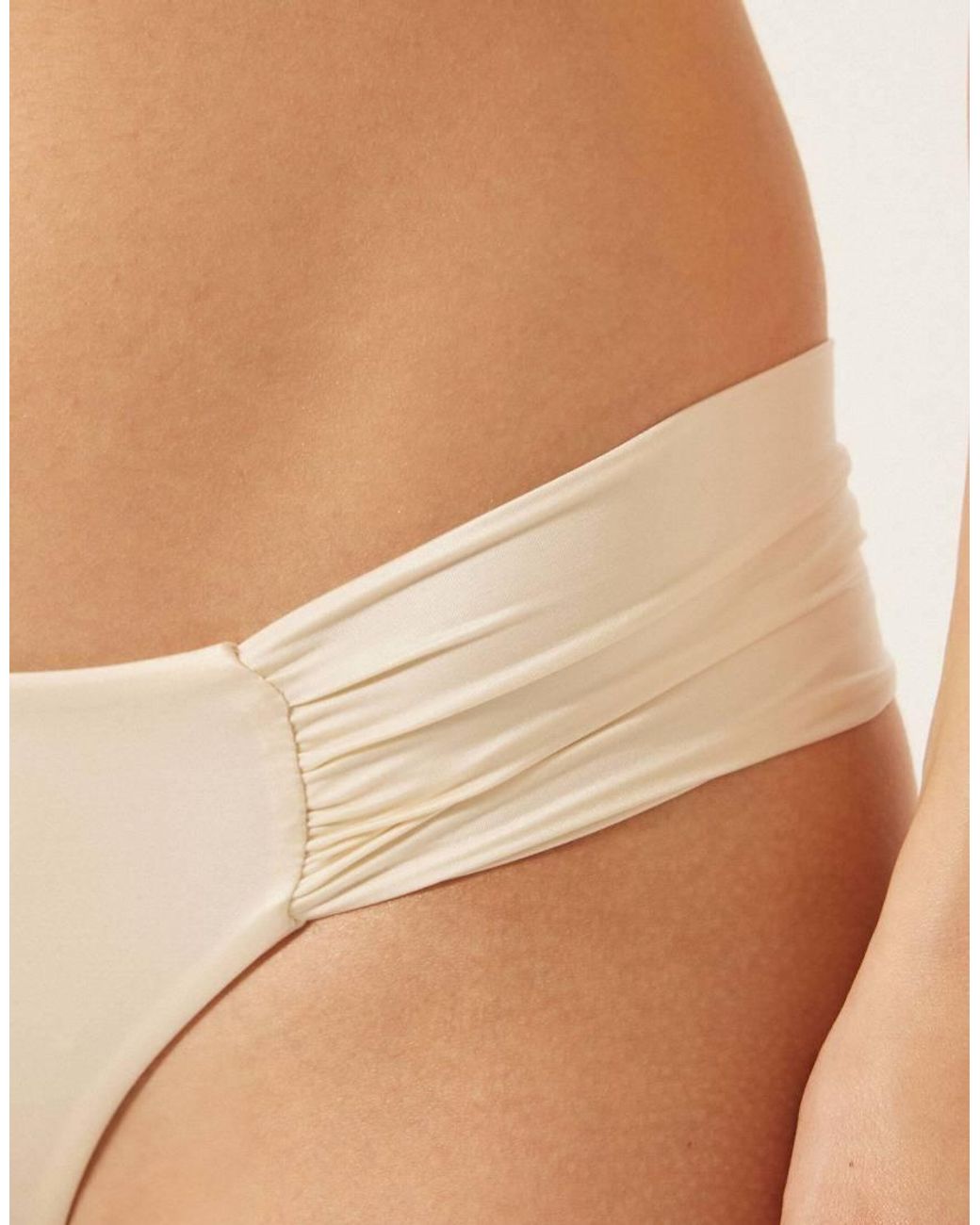 Calzedonia Brown Shiny Satin Ruched Bikini Bottoms