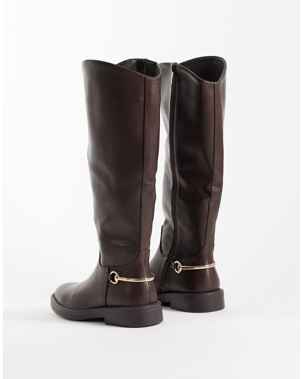 SIMMI Brown Simmi London Wide Fit Garnet Knee Boots With Horse Bit Detail