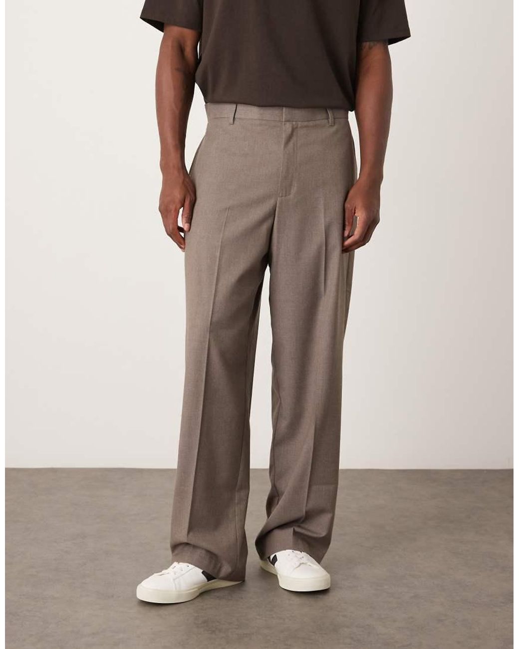 ASOS Natural Wide Smart Co-ord Trousers for men