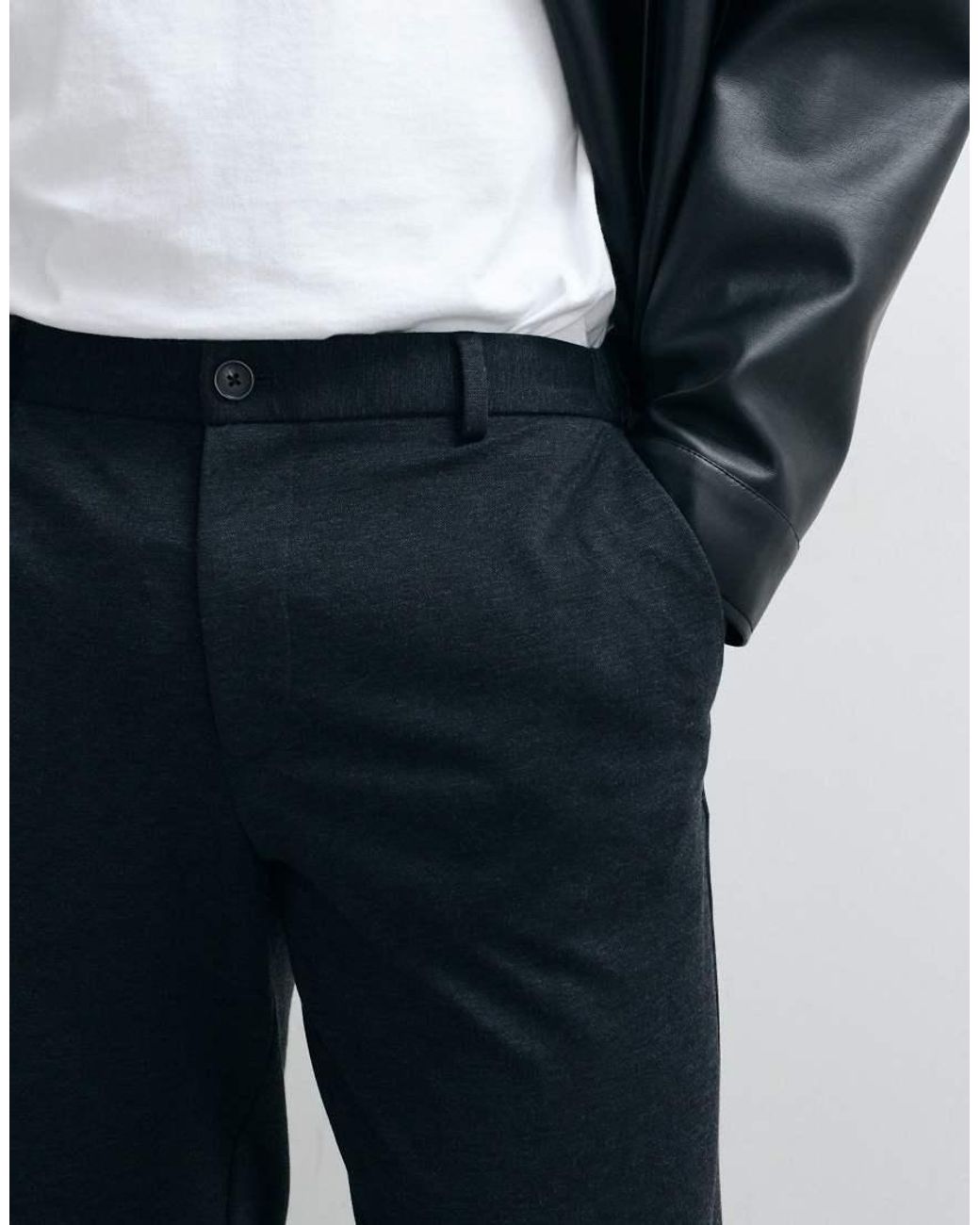 Jack & Jones White Slim Fit Smart Trousers for men