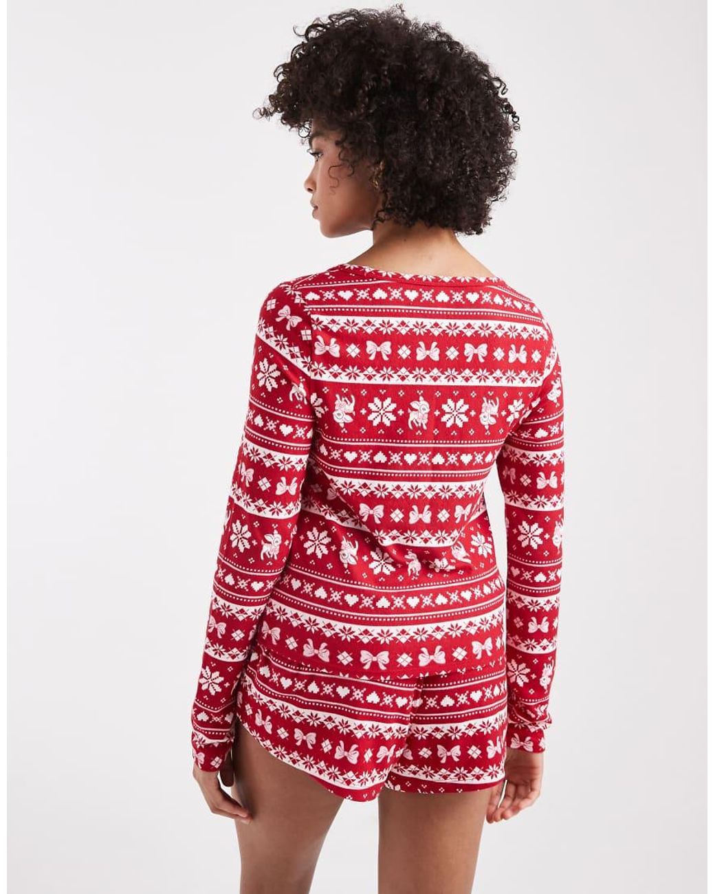 Hollister Red Long Sleeve And Shorts Pyjama Set