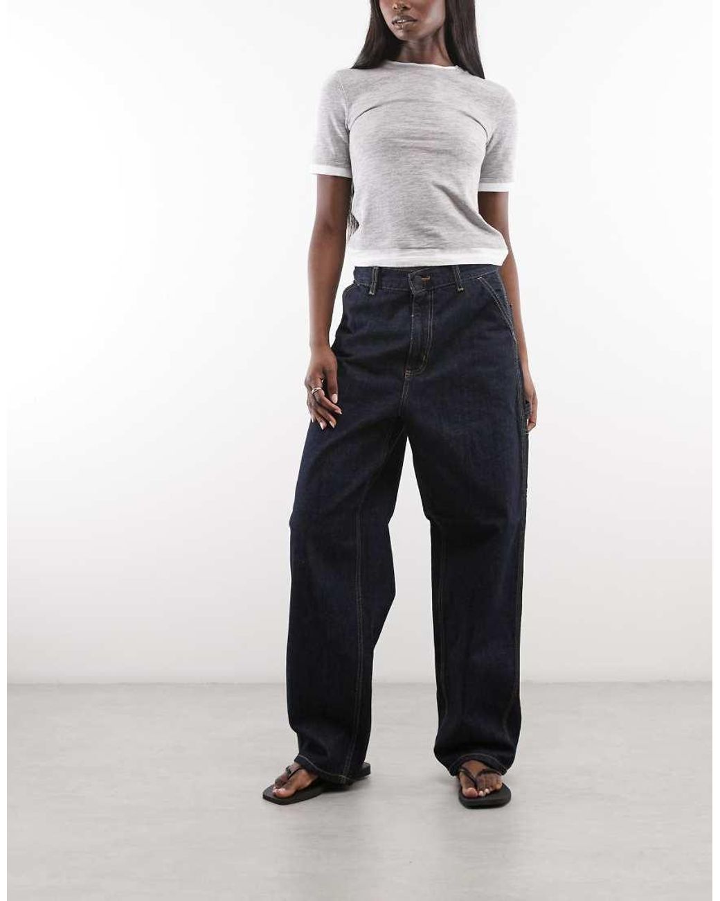 Carhartt Blue Brandon baggy Loose Fit Single Knee Jeans