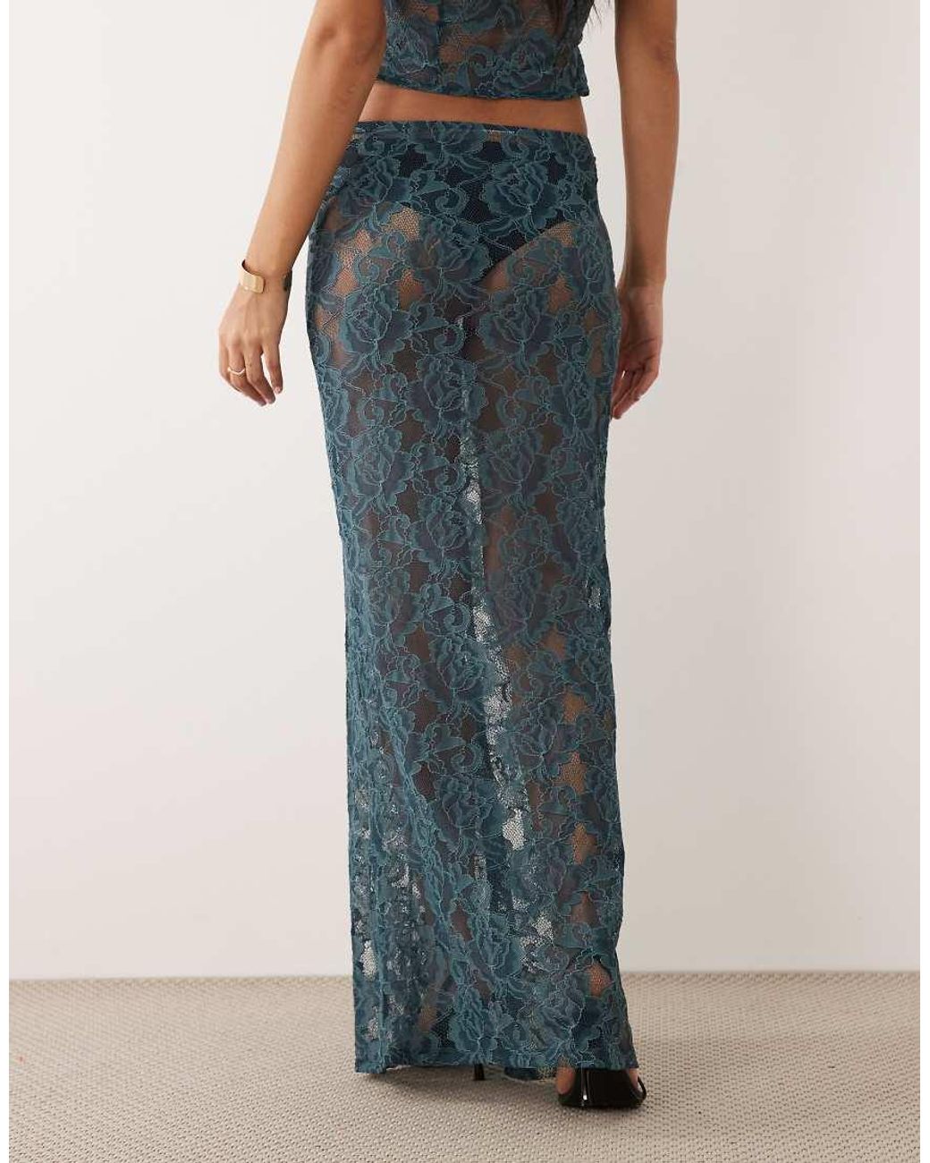 ASOS Blue Co-ord Lace Maxi Skirt