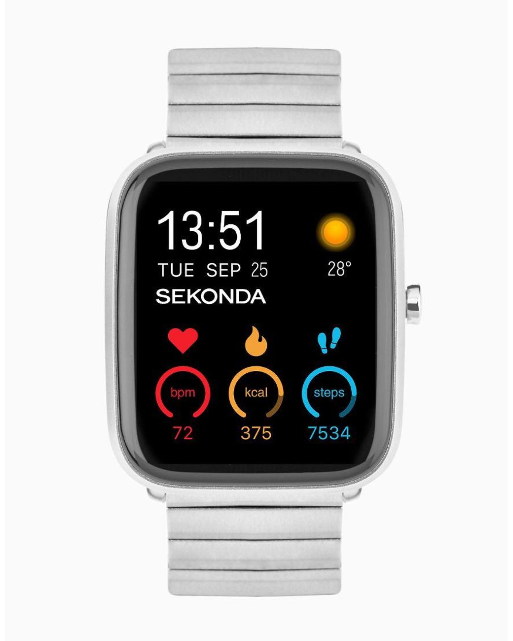 Sekonda Black Motion Plus Smartwatch Watch With Case And Stainless Steel Bracelet With Lcd Dial