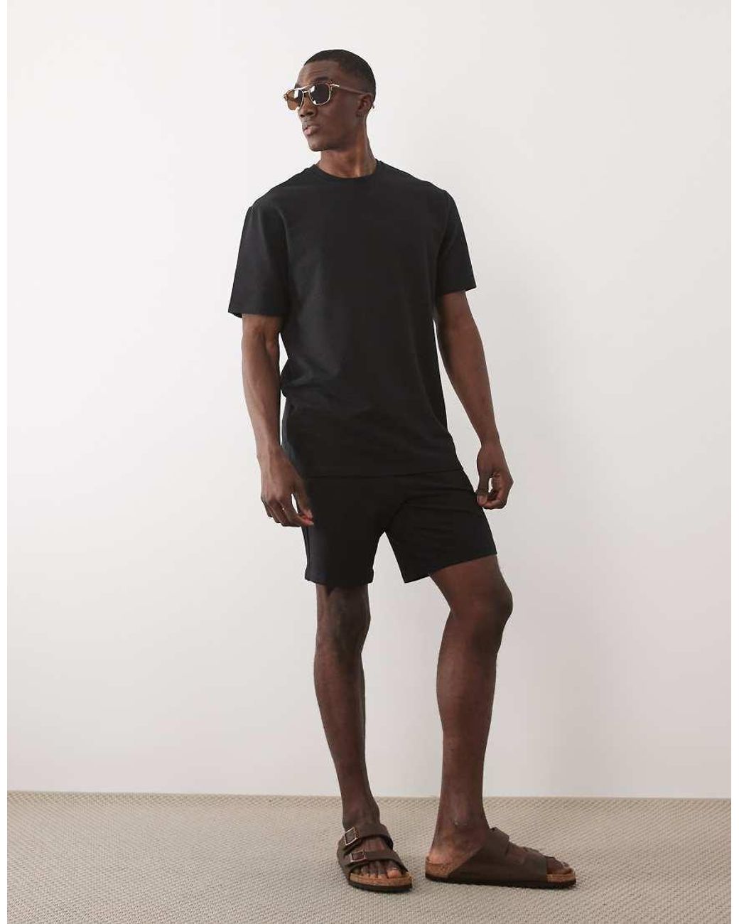 Only & Sons Black Short Sleeve Waffle T-shirt for men