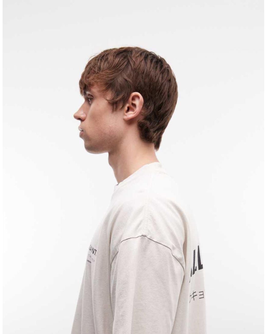 AllSaints Natural Underground Logo T-Shirt With Back Print for men