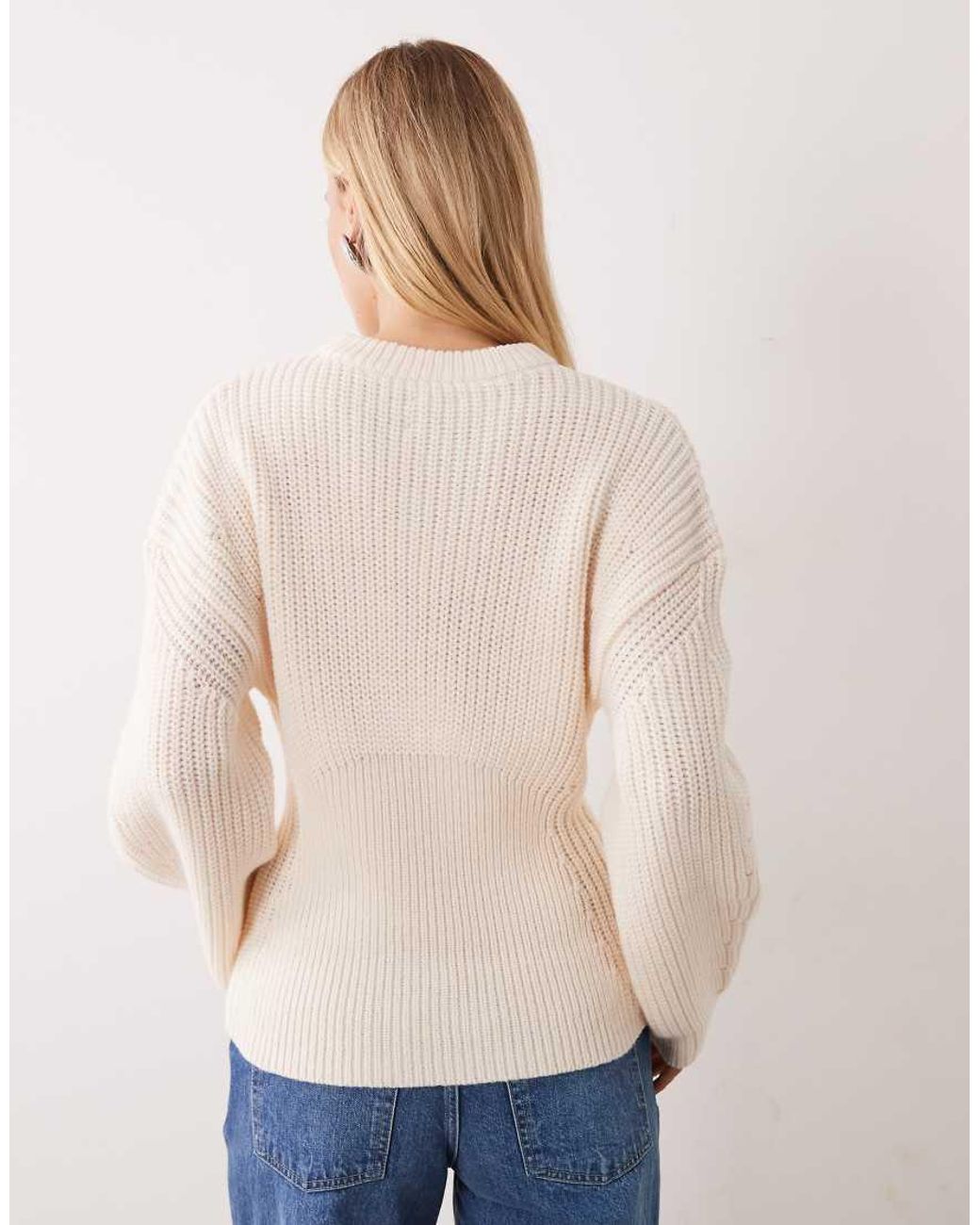 ASOS Natural Banana Sleeve Waisted Sweater
