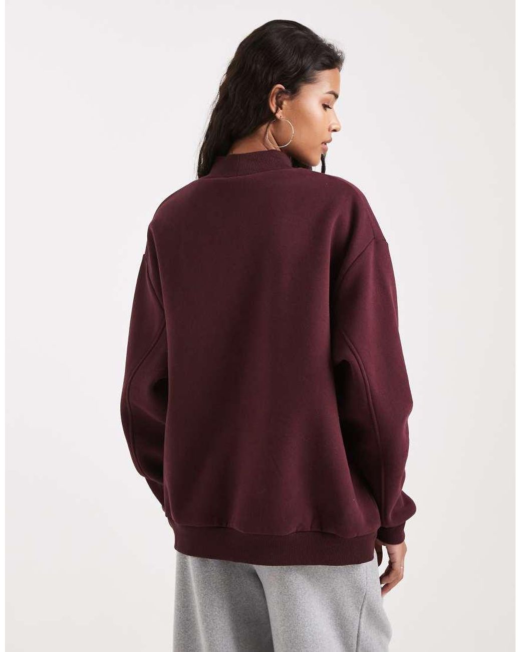 Cotton On Red Plush Mock Neck Sweatshirt With Ski Tour Graphic