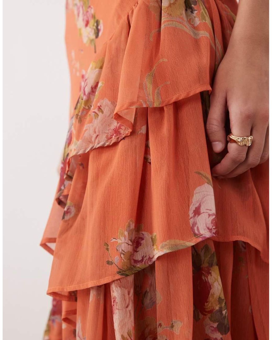 ASOS Orange Cami Ruffle Hem Maxi Dress