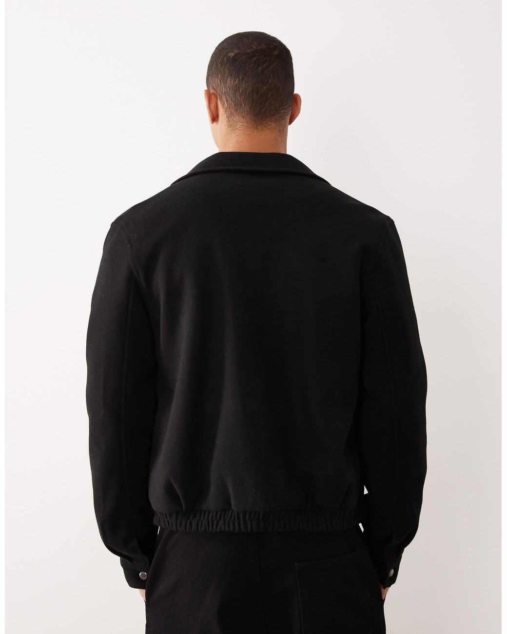 ASOS Blue Wool Look Harrington Jacket for men