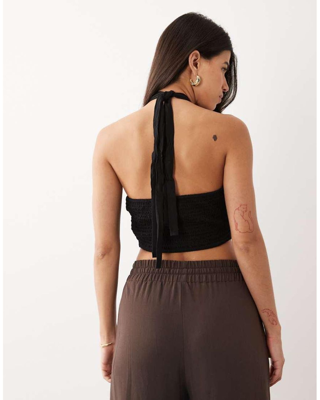 ASOS Black Twist Bust Knot Halter Neck Top