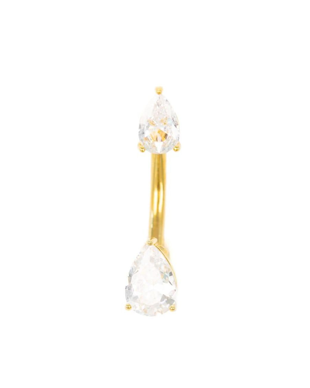 Lovisa White Plated Titanium Double Cubic Zirconia Belly Bar