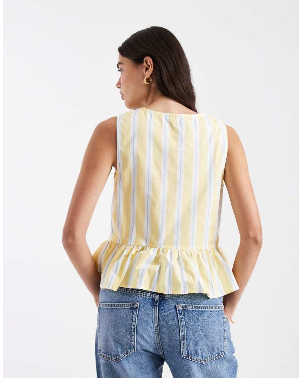New Look White Stripe Peplum Shell Top