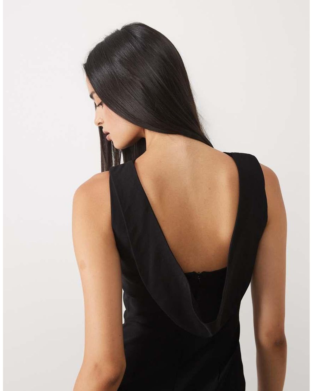 Vesper Yellow Cowl Back High Neck Bengaline Maxi Dress