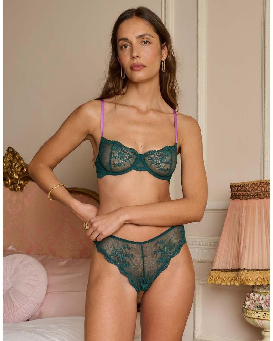 Dora Larsen Brown Bryony Floral Lace Underwired Bra