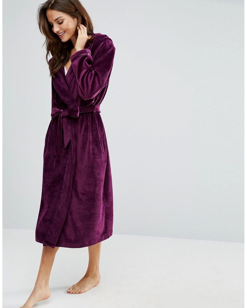 Ted Baker Moleskin Long Robe in Purple | Lyst UK