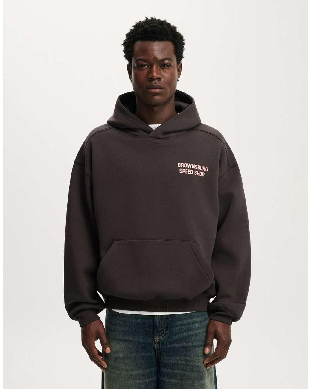 Cotton On Black Box Fit Graphic Hoodie for men