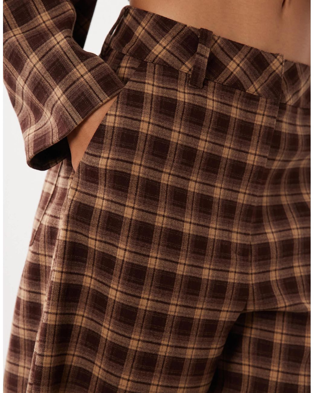 ASOS Brown Brushed Checked Tailored Pants