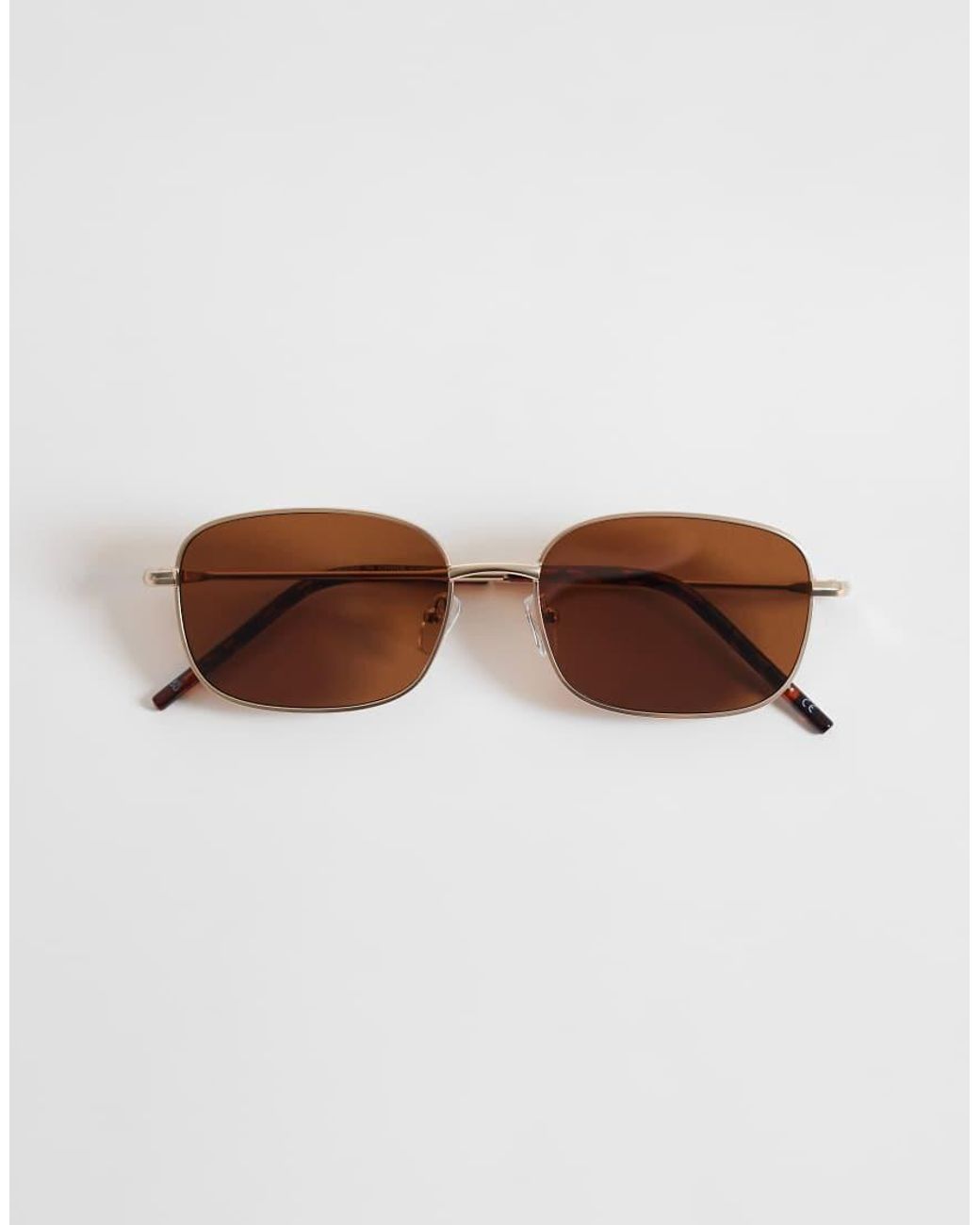 ASOS Metallic Metal Square Sunglasses With Brown Lens
