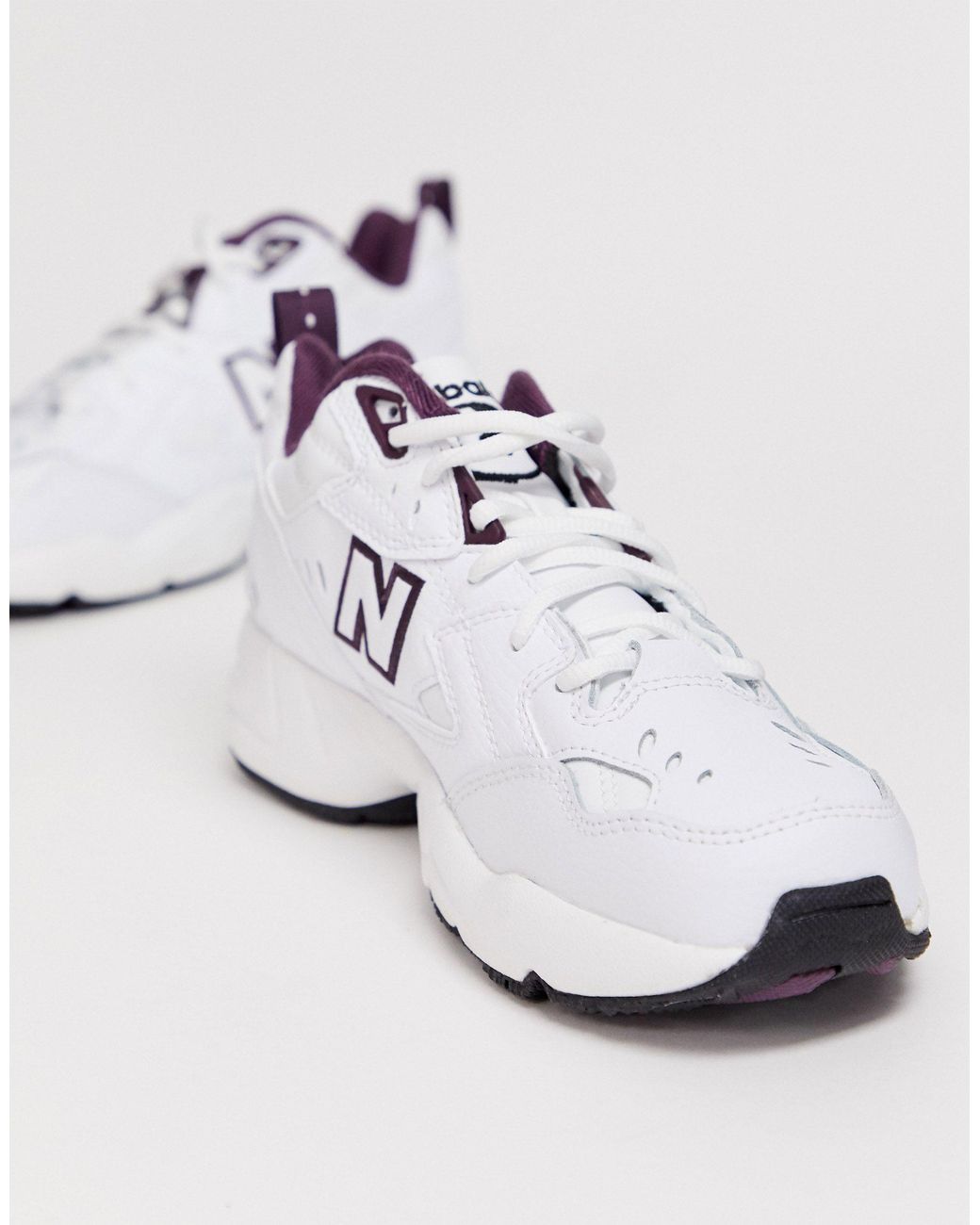 608 - Sneakers bianche e viola con suola spessa di New Balance in Bianco |  Lyst