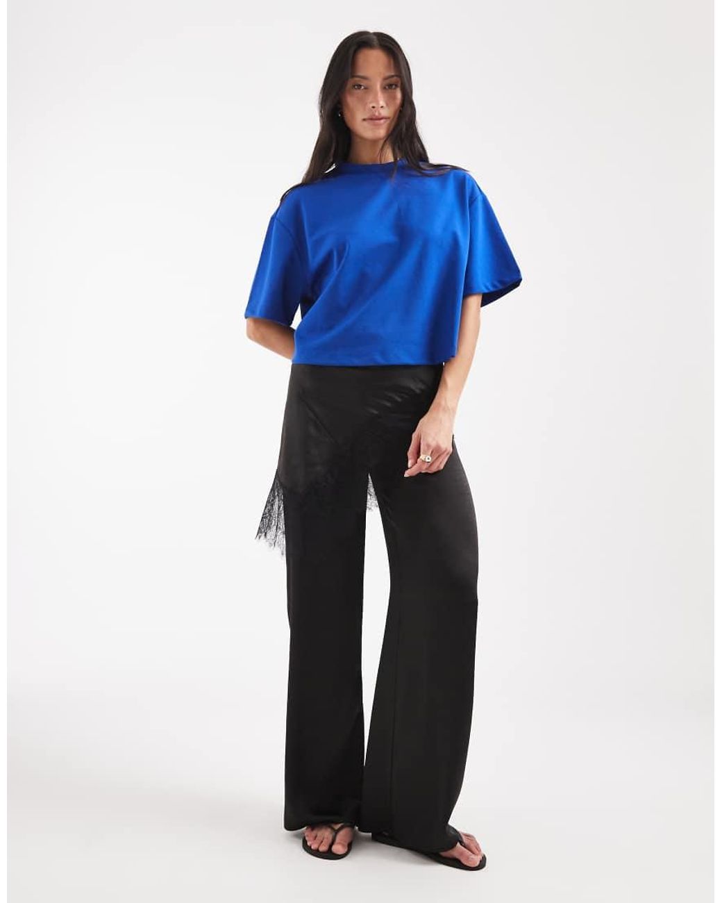 ASOS Blue Breathemaxtm Interlock Boxy Crop Short Sleeve T-shirt