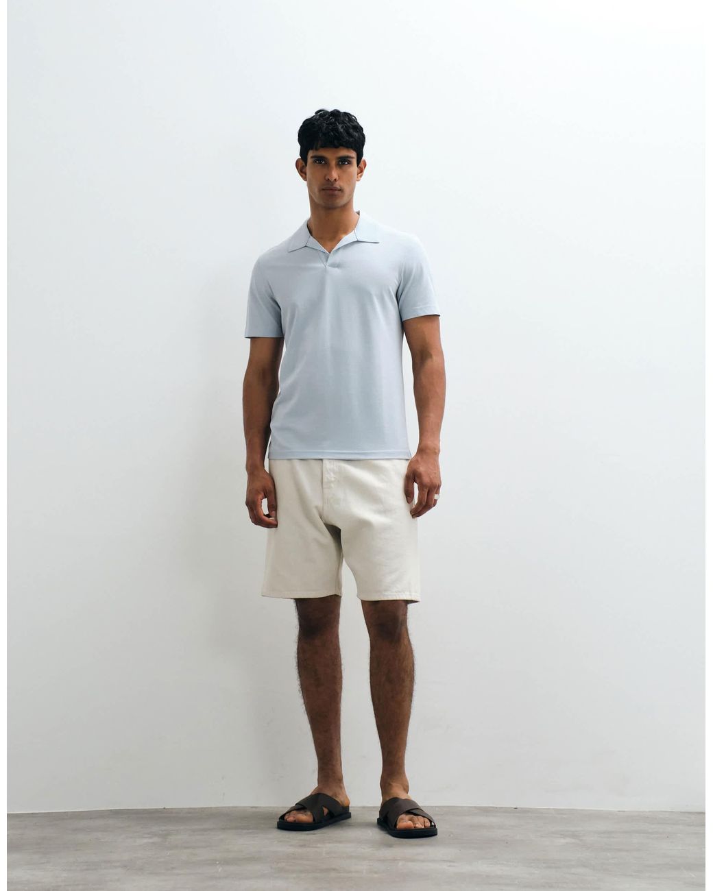 Mango Blue Split Collar T-shirt for men