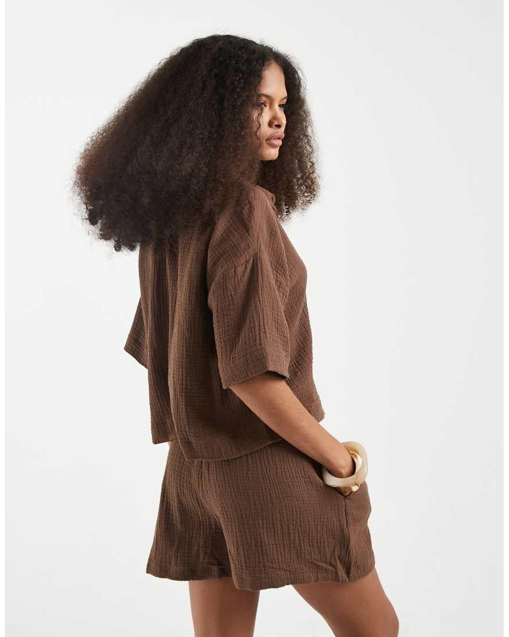 Camicia Squadrata di Vero Moda in Brown