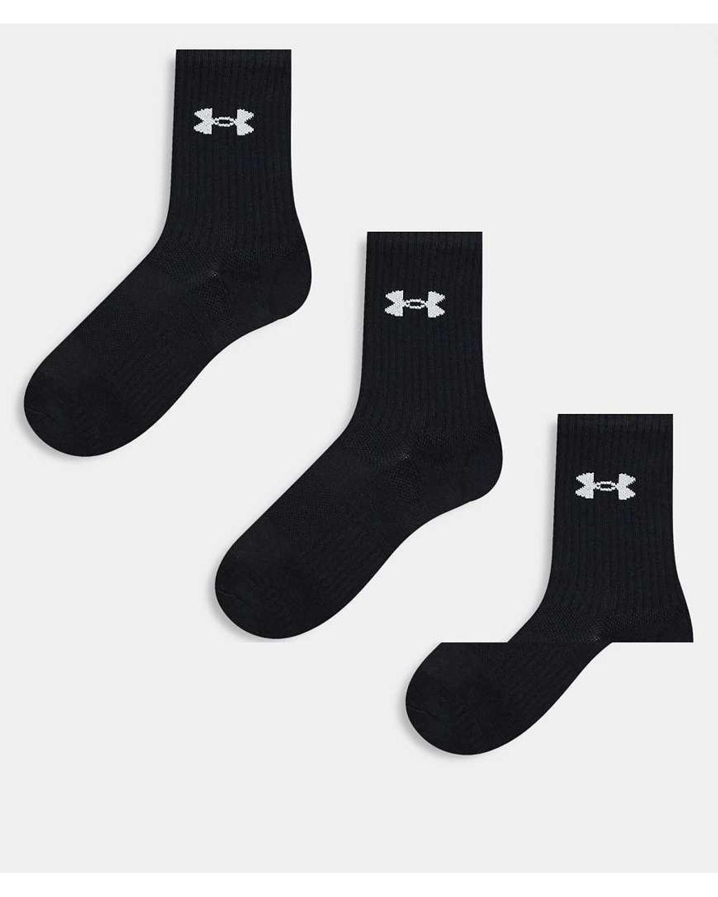 Under Armour Black Performance 3 Pack Crew Socks for men