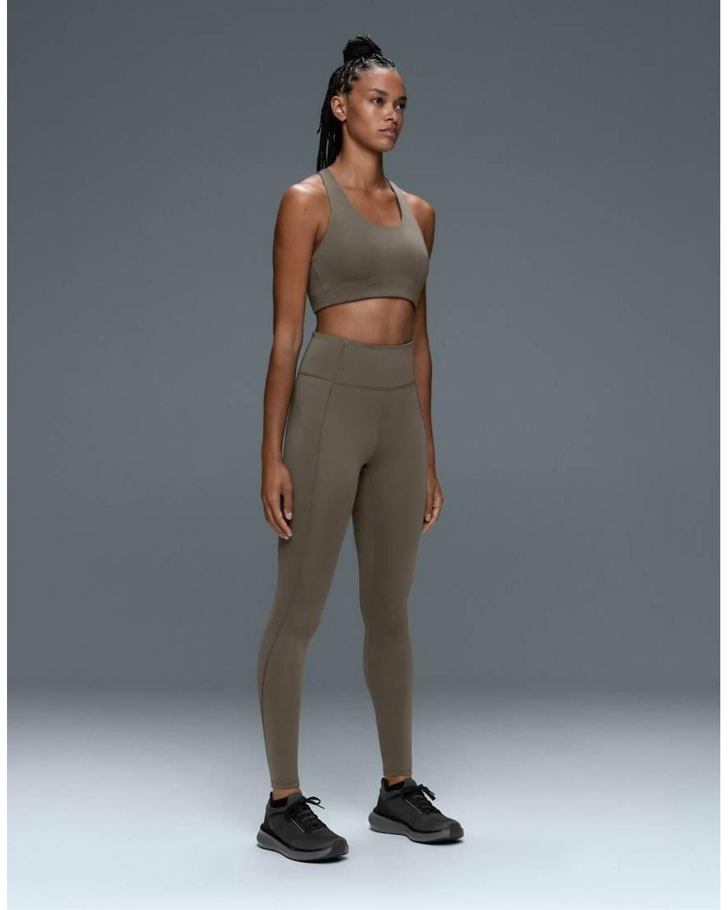 Oysho Gray Rapid Dry Medium Support Sports Bra With Pockets