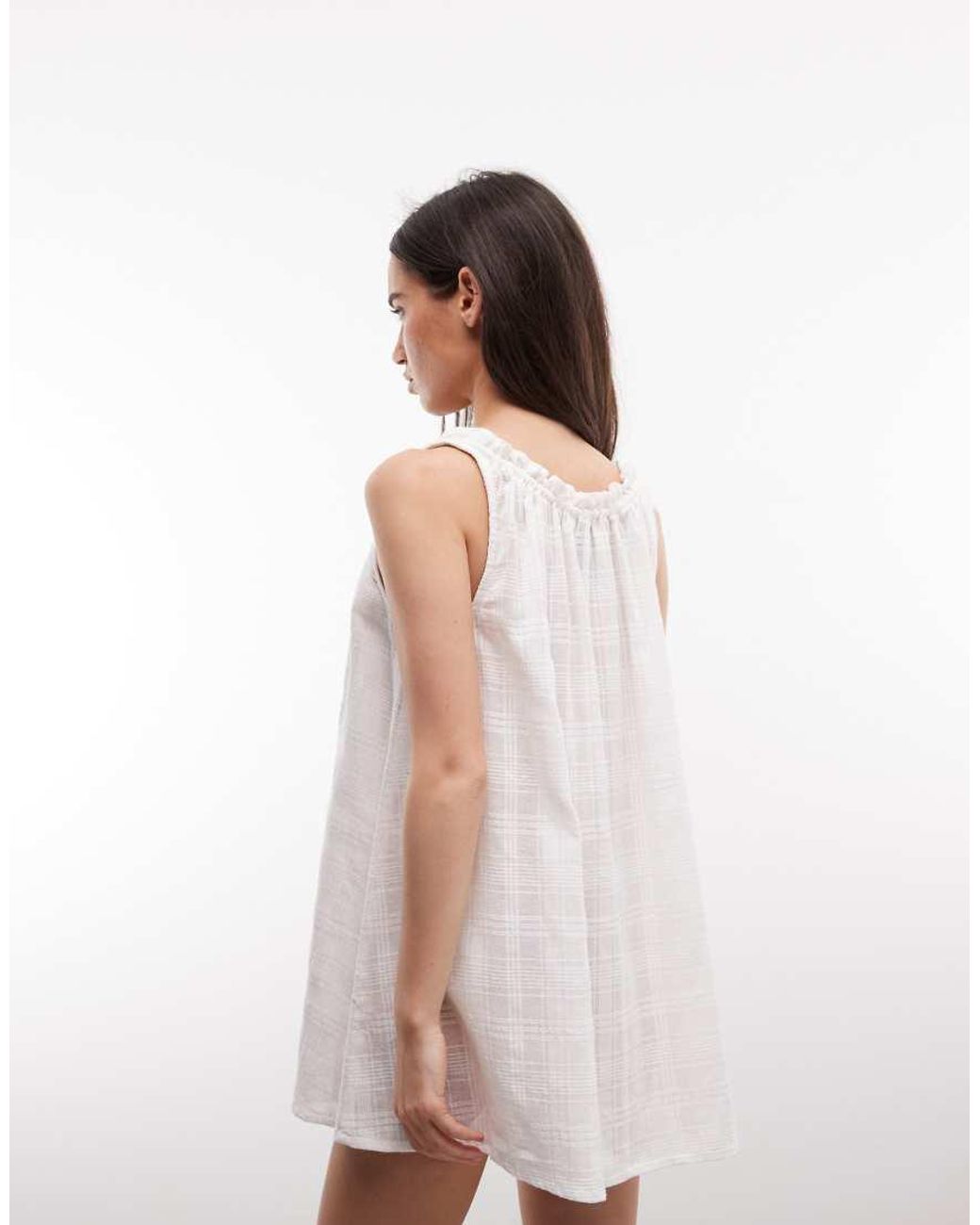 Collusion White Check Swing Beach Dress