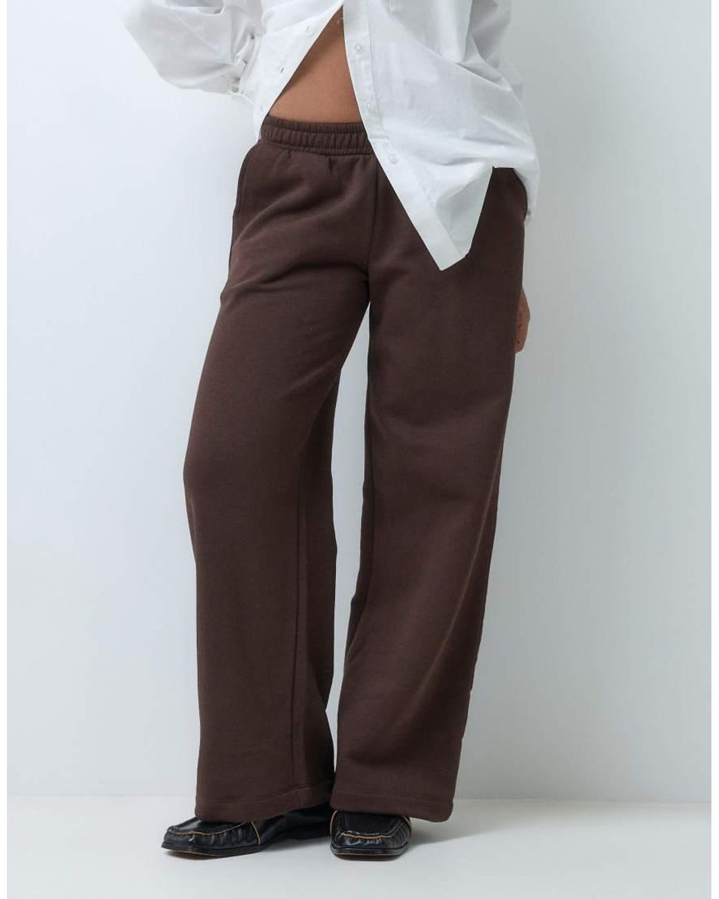 ASOS Blue Asos Design Petite Wide Leg Brushback jogger