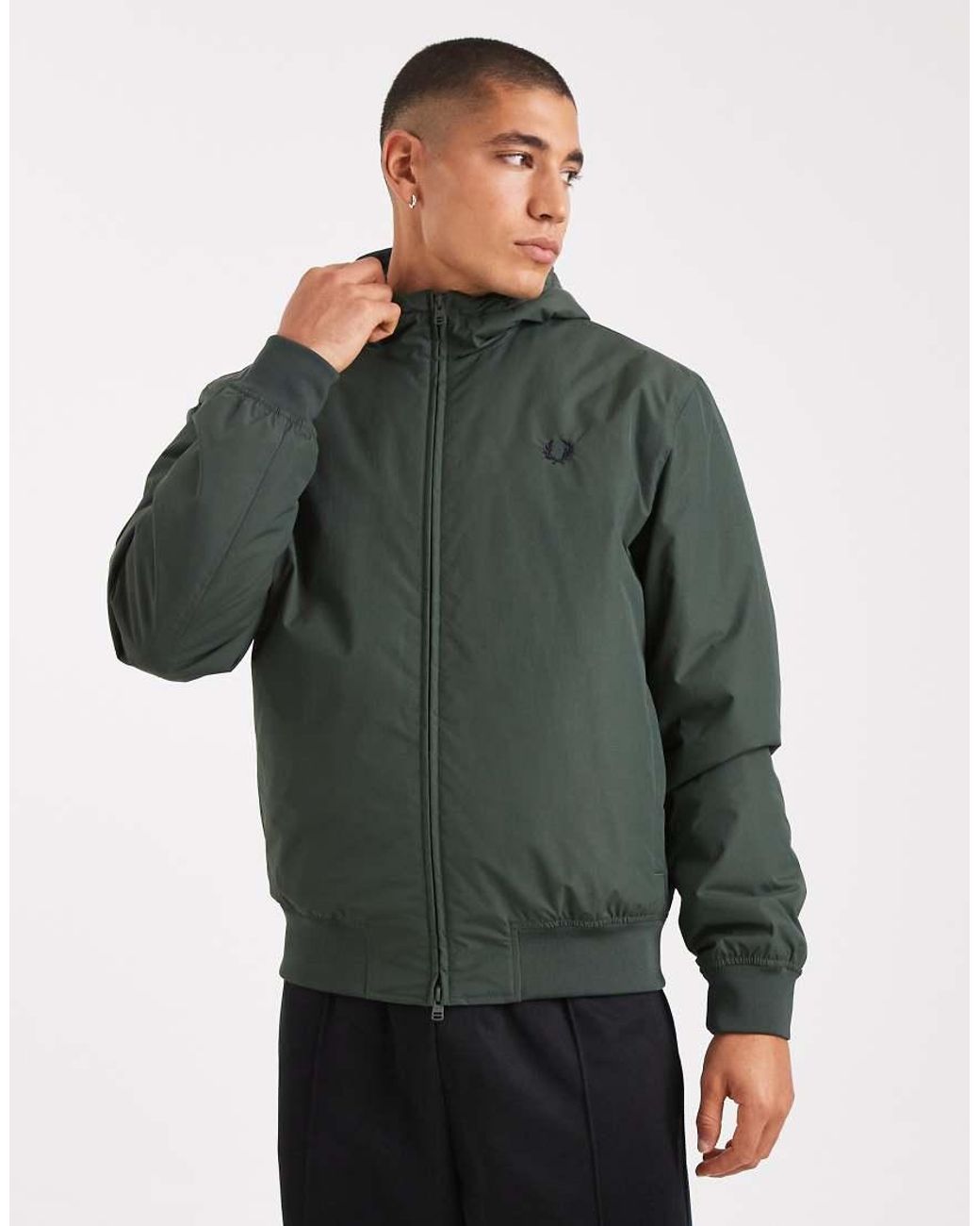 fred-perry-hooded-brentham-jacket-in-green-for-men-lyst-uk