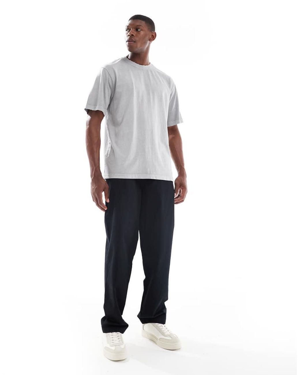 Only & Sons Gray Distressed T-shirt for men
