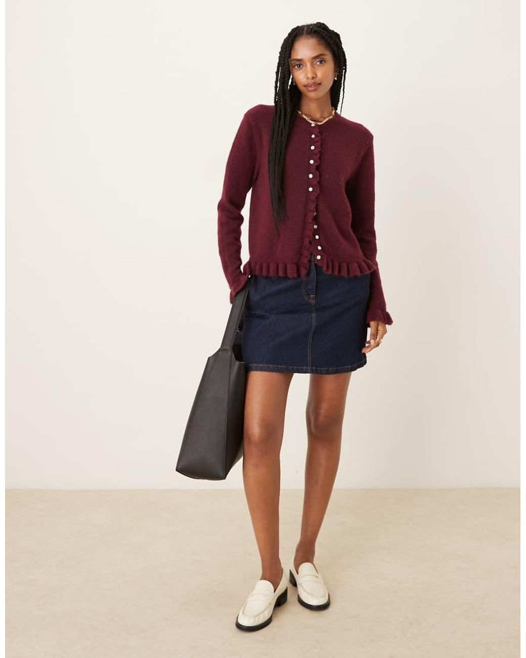 Glamorous Red Button Down Baby Cardigan With Frill