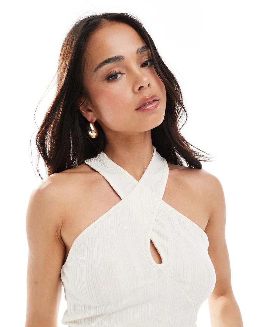 Vero Moda White Jersey Twist Halter Top