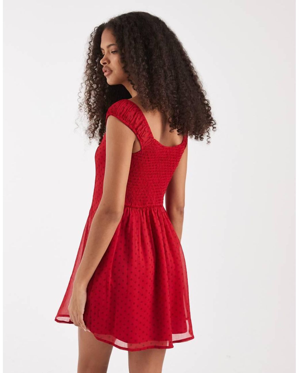 Hollister Red Square Neck Chiffon Mini Dress
