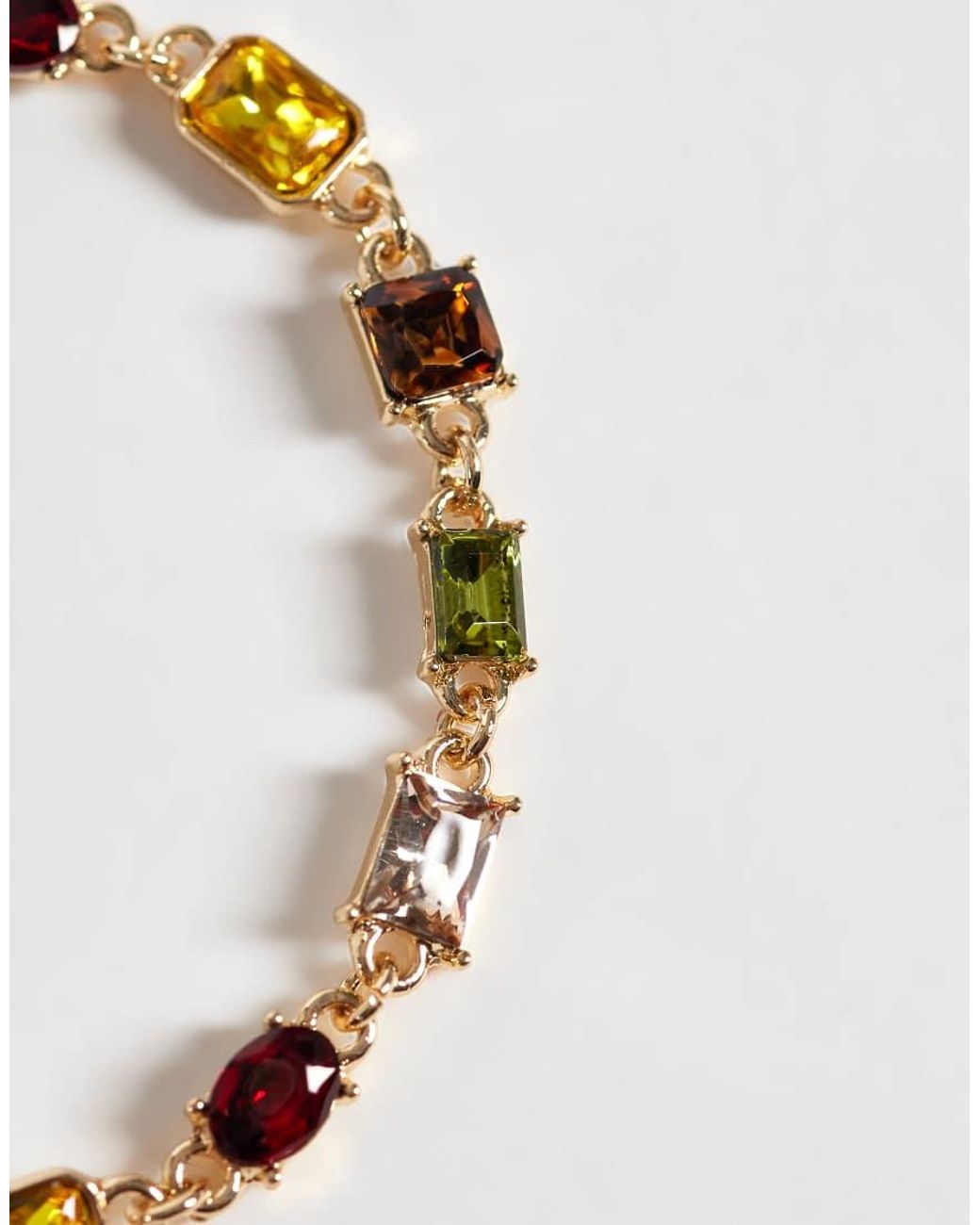 Reclaimed Vintage Metallic Stone Set Bracelet