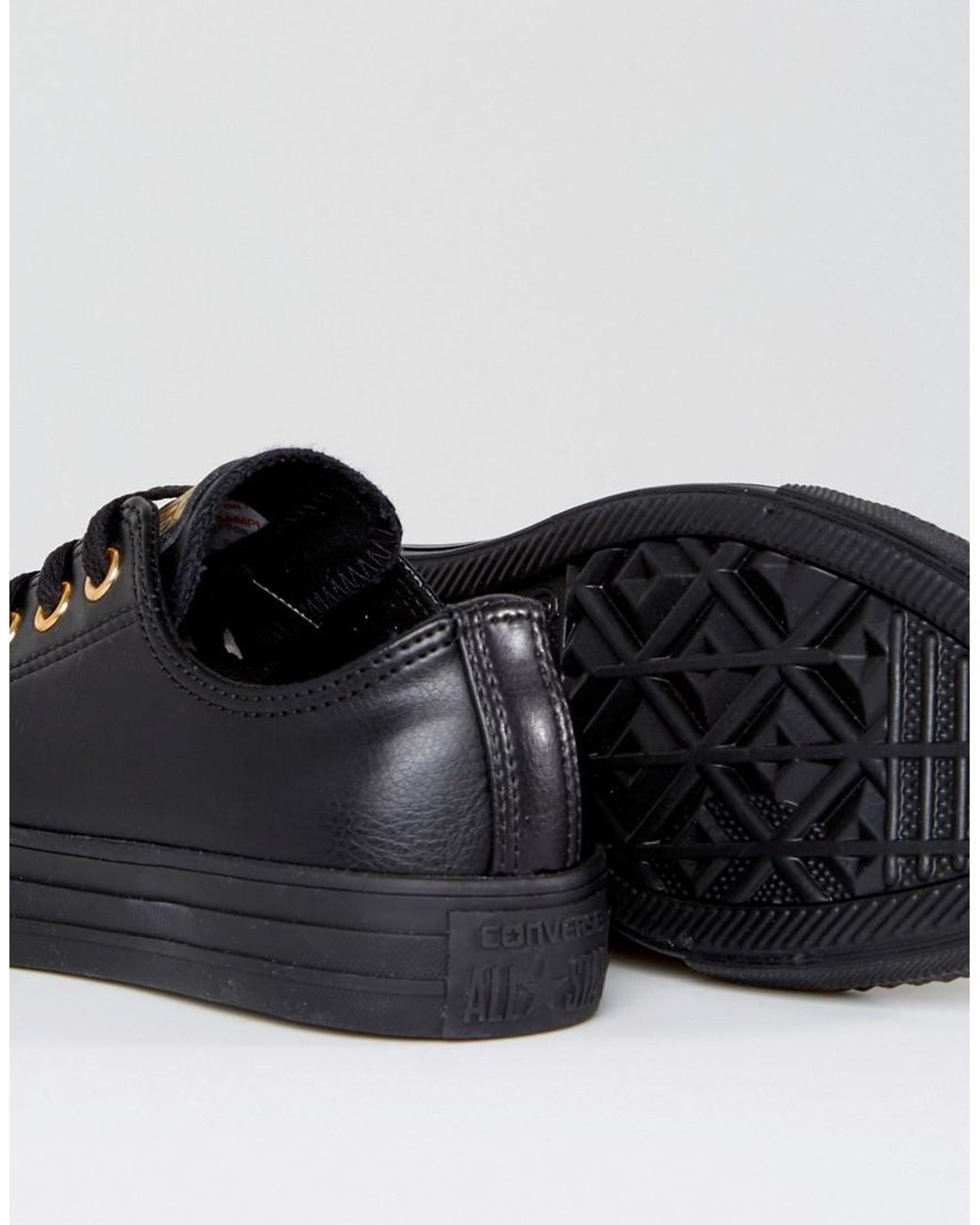 Converse Chuck Taylor Dainty Sneakers In Black With Gold Eyelets | Lyst